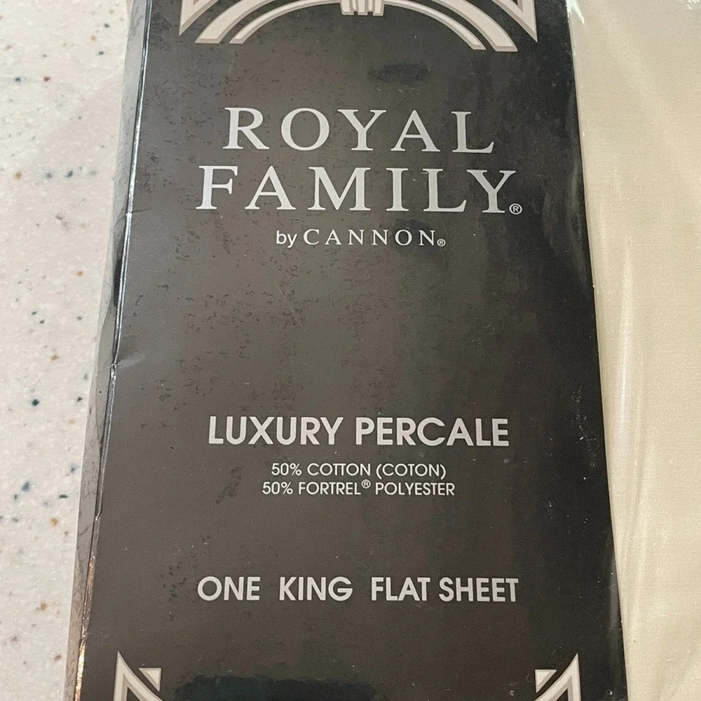 Cannon Royal Family King Flat Sheet & 2 Pillowcases Beige Off-White Luxury Perca